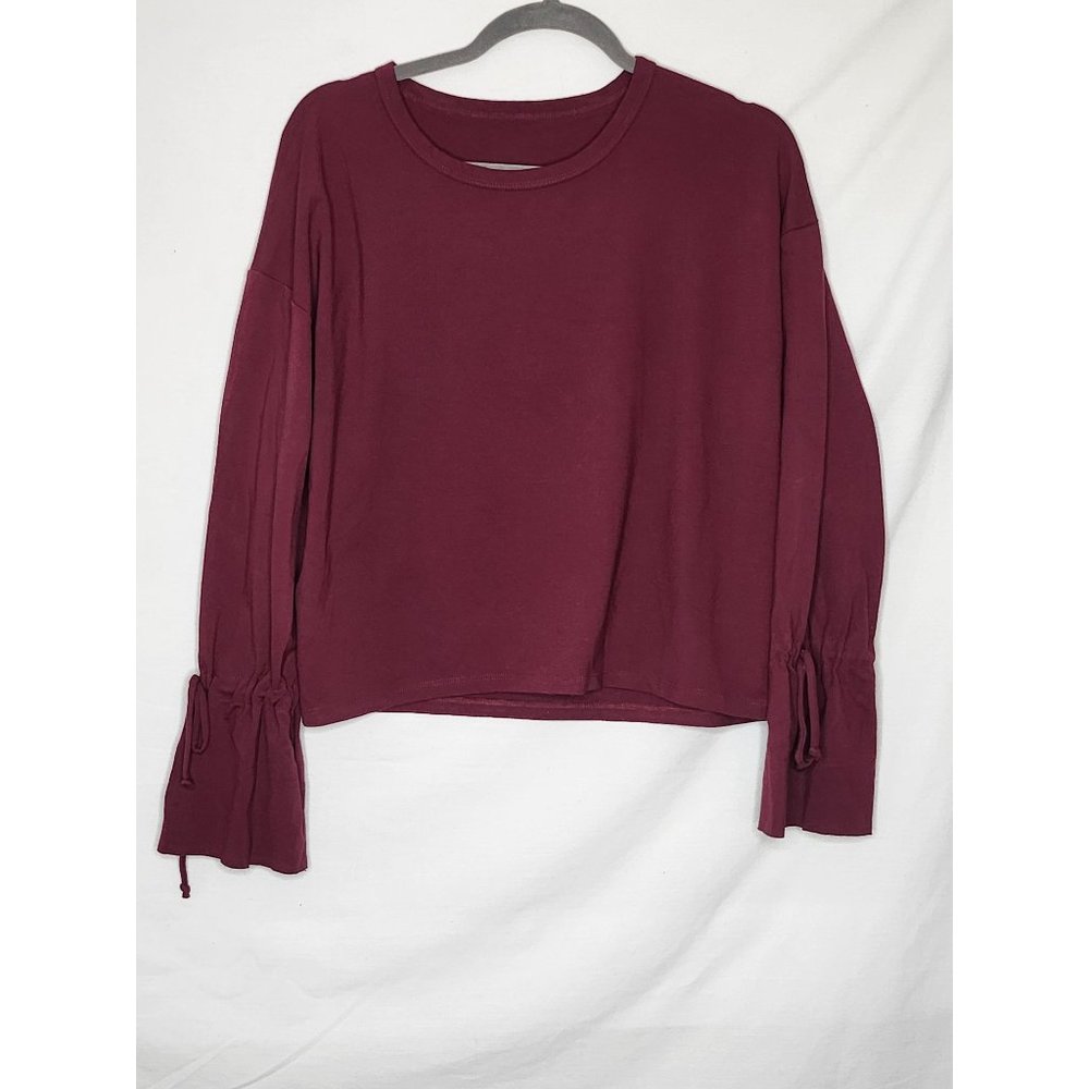 Zara Womens Flare Long Sleeved Jumper Burgundy Sz Large